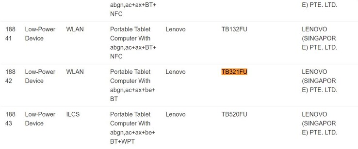 La tablette Legion Y700 de Lenovo apparaît sur le site web de l'IMDA. (Source de l'image : IMDA)