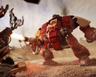 Un Space Marine Dreadnought Blood Raven tire sur des unités Orks dans la bande-annonce de Warhammer 40,000 : Dawn of War IV. (Source de l'image : Warhammer via YouTube)