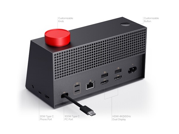 Le Lenovo AI Work Companion Concept est doté d'une série de ports à l'arrière et sur le côté droit.