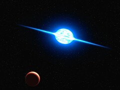 Illustration d'artiste montrant une étoile à neutrons.