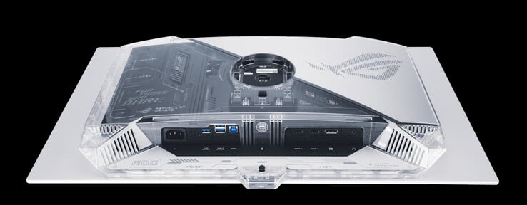 L'Asus ROG Swift OLED PG27AQWP-W est dépourvu de la connectivité USB Type-C. (Source de l'image : Asus)