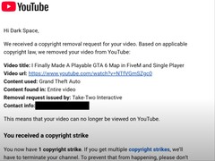 Dark Space a partagé sur YouTube que sa vidéo sur le mod de carte de GTA 6 a été supprimée à cause d&#039;une demande de droits d&#039;auteur de Take-Two Interactive. (Source de l&#039;image : Dark Space via YouTube)