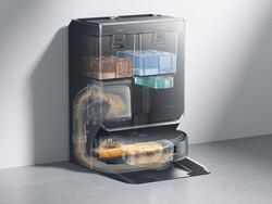 L'aspirateur robotisé Narwal Flow 2 déverse automatiquement les eaux usées et la poussière dans sa station d'accueil entre les cycles de nettoyage. (Source de l'image : Narwal)