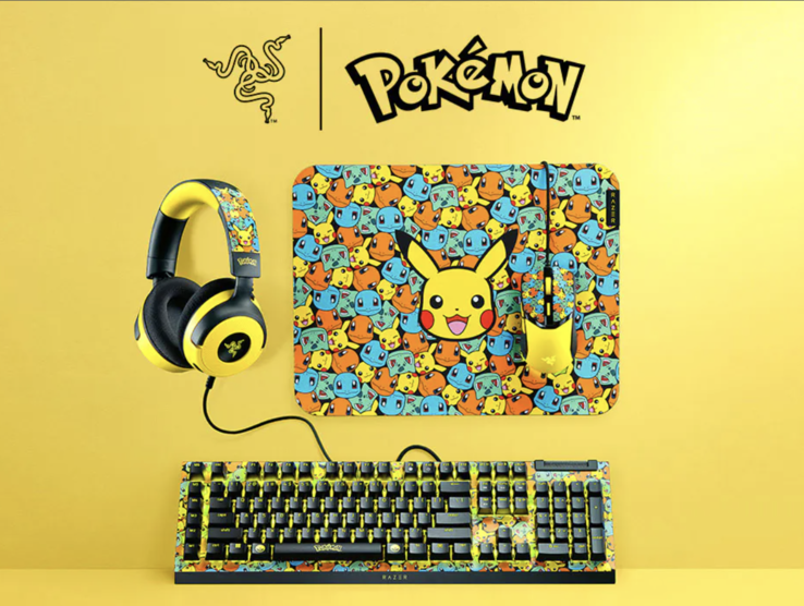 Édition Pokémon du célèbre équipement de jeu : Razer BlackWidow V4 X, Razer Kraken V4 X, Razer Cobra, et Razer Gigantus V2 (Image source : Razer)