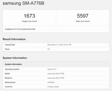 Samsung Galaxy A77 sur Geekbench 6