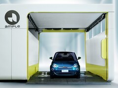 La Fiat 500e sera la première voiture utilisée dans le cadre d&#039;un essai par Stellantis de la solution Ample d&#039;échange de batteries pour véhicules électriques. (Source de l&#039;image : Stellantis)