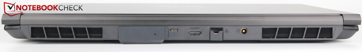 Arrière : Port d'eau, USB-C 4.0 avec Thunderbolt 4, HDMI, LAN, électricité