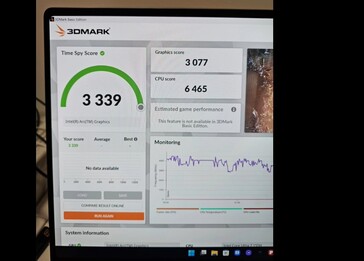 Résultat du benchmark Core Ultra 7 155H 3DMark Time Spy. (Source : @9550pro sur X)