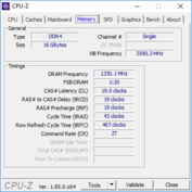 Asus ROG GU501GM - CPU-Z : mémoire vive.