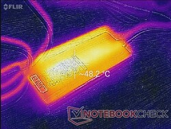 L'adaptateur secteur de 130 W peut monter à presque 50 °C en cas de grosses sollicitations.