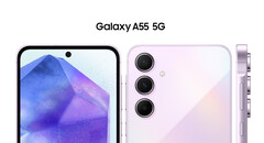 Selon les rumeurs, le Galaxy A55 devrait être disponible dans les coloris Awesome Iceblue, Lilac et Navy. (Source de l&#039;image : Android Headlines)