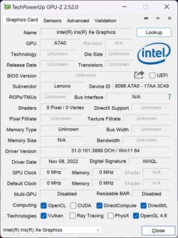 GPU-Z : Iris Xe Graphics G7