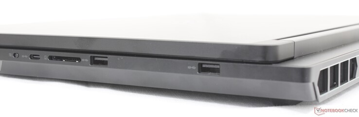 A droite : USB-C (10 Gbps), lecteur de carte SD, 2x USB-A (10 Gbps)