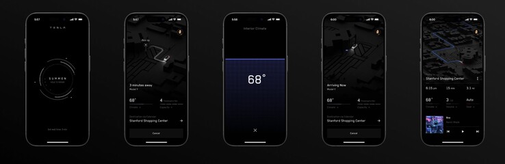 L'interface utilisateur du service de covoiturage dans l'application Tesla