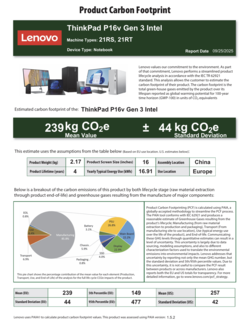 Empreinte CO2 (source : Lenovo)