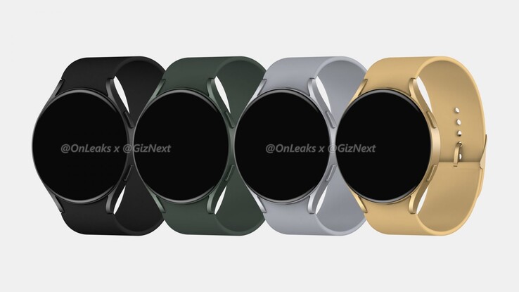 La Galaxy Watch Active 4 en quatre couleurs. (Image source : @OnLeaks &amp; Giznext)