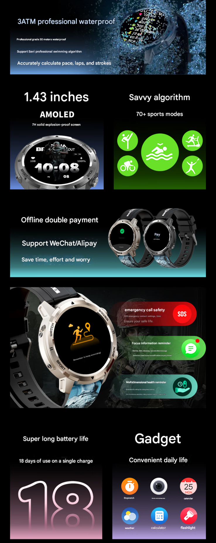 Principales caractéristiques de la Watch Pro (Image source : Lenovo - machine translated)