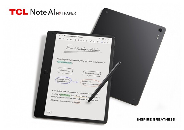 Le TCL Note A1 NxtPaper est doté d'un écran de 11,5 pouces avec un taux de rafraîchissement de 120 Hz. (Source de l'image : TCL)