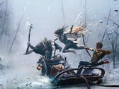 Rendu artistique de Kratos et Atreus combattant Freya dans God of War Ragnarok.