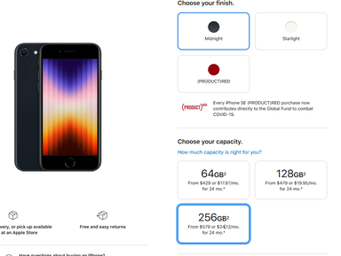 Comparez le prix de l'iPhone SE 2022...