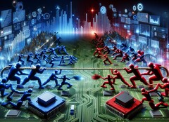 Team Blue et Team Red s'affrontent depuis des années sur tous les marchés des processeurs, y compris les ordinateurs de bureau et les ordinateurs portables. (Source de l'image : DallE 3 creation)