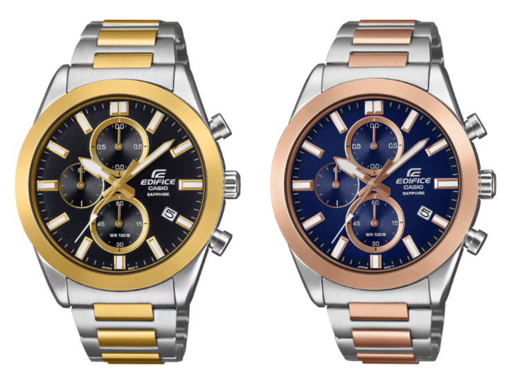 Les montres Casio Edifice EFB-710SG-1AV (à gauche) et EFB-710SG-2AV (à droite). (Source de l'image : Casio, édité)