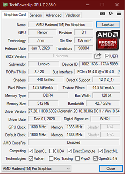 GPU-Z AMD Radeon RX Vega 7