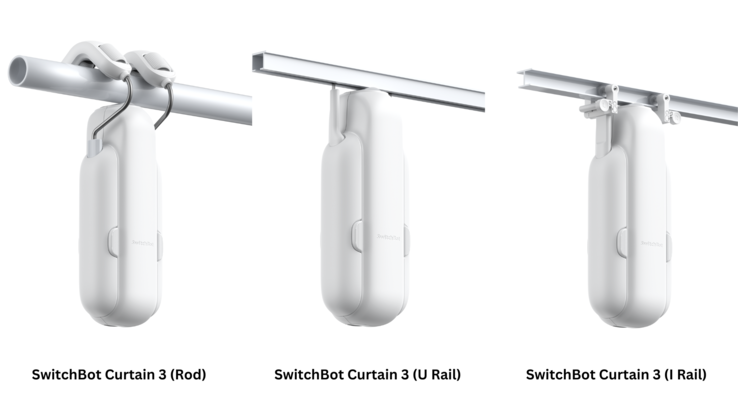 Le SwitchBot Curtain 3 est compatible avec les rails en R, en U et en I. (Source de l'image : SwitchBot)