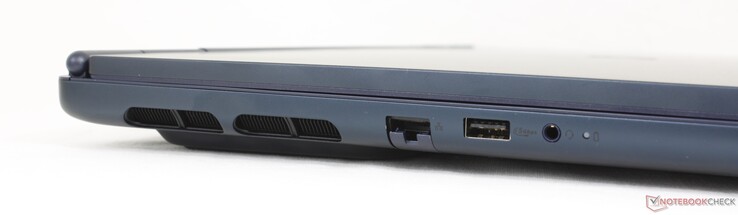 Gauche : RJ-45 (1 Gbps), USB-A 3.2 Gen. 1 (5 Gbps), casque d'écoute 3,5 mm