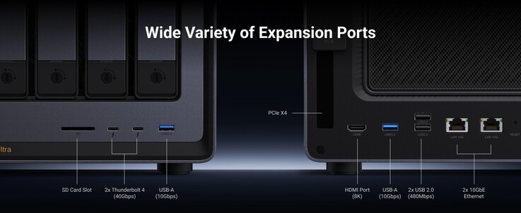 Les possibilités d’entrée/sortie sont assez impressionnantes, avec notamment deux ports Ethernet 10G et deux ports Thunderbolt 4. 