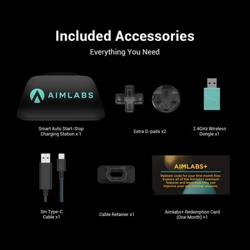 La manette est fournie avec des D-pads supplémentaires, un câble USB et un dongle 2,4 GHz.
