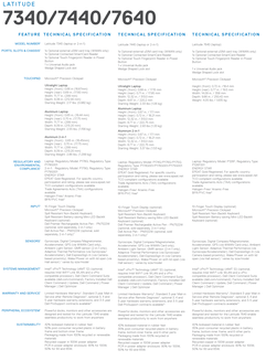 Dell Latitude 7340, 7440 et 7640 - Spécifications (Source : Dell)