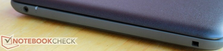 Côté droit : combo audio jack, verrou de sécurité Noble.
