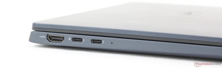 À gauche : HDMI 2.0, 2x USB-C Thunderbolt 4 avec Power Delivery + DisplayPort 1.4