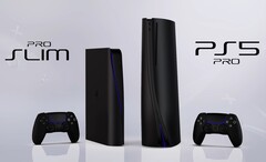 Le célèbre designer Concept Creator a conçu ces dessins pour une PS5 Pro Slim et une PS5 Pro noires. (Image source : Concept Creator)