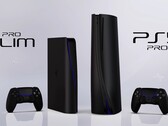Le célèbre designer Concept Creator a conçu ces dessins pour une PS5 Pro Slim et une PS5 Pro noires. (Image source : Concept Creator)