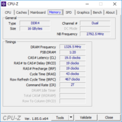 HP Omen 17t - CPU-Z : mémoire vive.