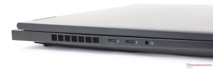 À gauche : USB-C 3.2 Gen. 2 + Thunderbolt 4 avec Power Delivery + DisplayPort 1.4, casque d'écoute de 3,5 mm