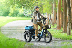 L'e-trike Puckipuppy Rottweiler est doté d'un système de suspension complet (Source de l'image : Puckipuppy)