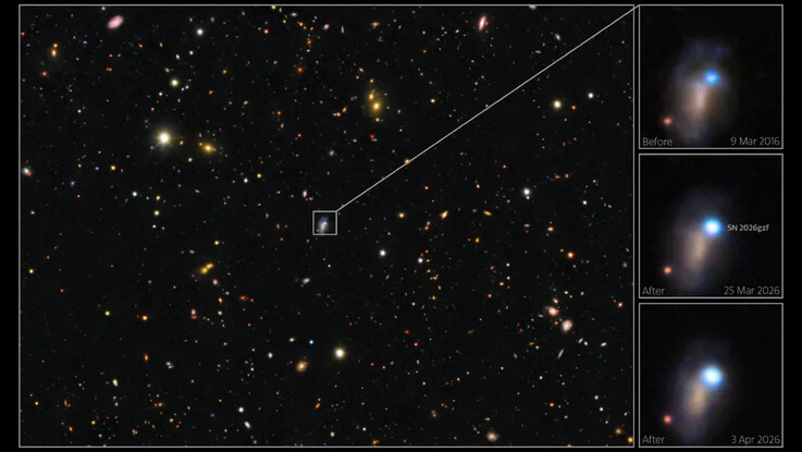 Une image montrant la galaxie abritant la supernova SN 2026gzf.