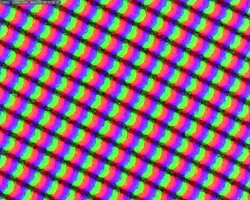 Matrice de sous-pixels derrière une surface d'affichage mate
