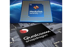 Le Redmi Note 10 et le Note 10 Pro seraient livrés avec un Dimensity 720 et un Snapdragon 750G, respectivement. (Source de l'image : MediaTek/Qualcomm - édité)