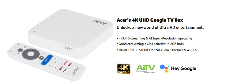 Les principales caractéristiques de la Google TV Box 4K (Image source : Acer)