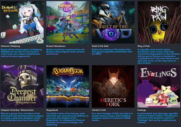 Tous les jeux inclus dans l'offre groupée (Image source : Humble Bundle)