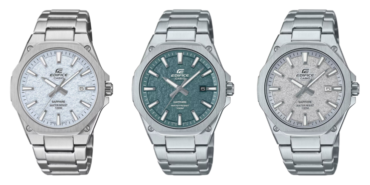 De gauche à droite : les montres Casio EFR-S108DE-2AV, EFR-S108DE-3AV et EFR-S108DE-8AV. (Source de l'image : Casio)