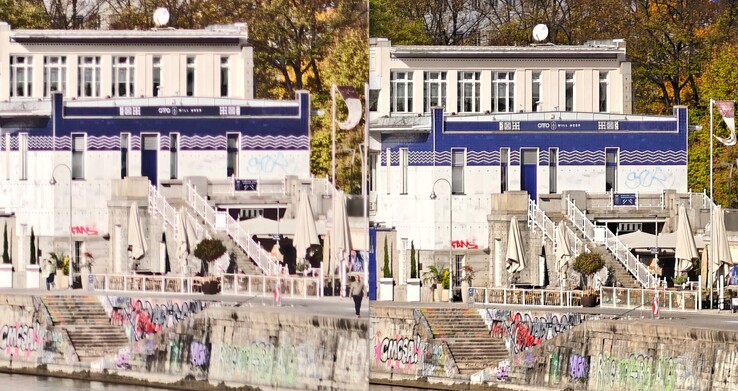 recadrage à 200 mégapixels : Oppo à gauche, Vivo à droite.