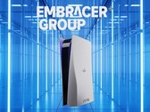 Logo d'Embracer Group au-dessus de la console PlayStation