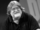 Portrait en noir et blanc de Gabe Newell, président et cofondateur de Valve