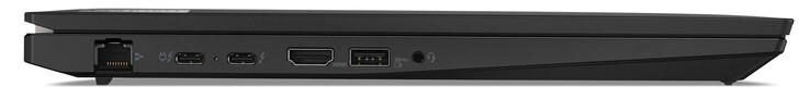 côté gauche : Gigabit-Ethernet, 2x Thunderbolt 4, HDMI 2.1, USB A 3.2 Gen 1, audio 3.5mm