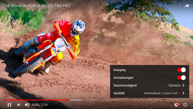 Lenovo ThinkPad X1 Extreme - Vidéos HDR bien affichées, ici avec YouTube.